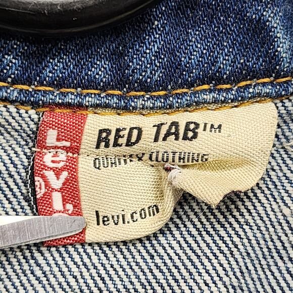 Levi's Vest Womens S Blue Brown Cow Hide Fringe Beaded Denim Sleeveless Western - Picture 9 of 10